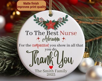 Thank You Gift for Nurse custom personalized ornament, nurse retirement ornament, nurse appreciation gift, nurse Christmas gift