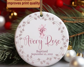 Decorazione natalizia per battesimo personalizzata, regalo di battesimo per bambina, regalo per figlioccia, decorazione natalizia per battesimo, ricordo personalizzato per battesimo
