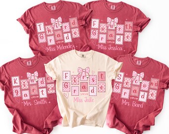 Personalized Valentine Teacher Shirt, Custom Grade level Tee, Teacher Name t-Shirt, Classroom Valentine Apparel