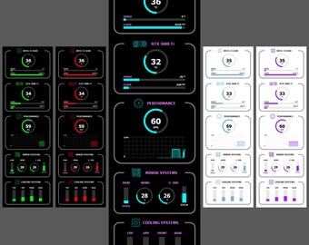 Paquete múltiple de plantillas Aida64 de 1280 x 400