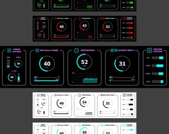 Paquete múltiple de plantillas Aida64 horizontales de 1920 x 480