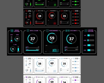 Paquete múltiple de plantillas Aida64 horizontales de 1280 x 400