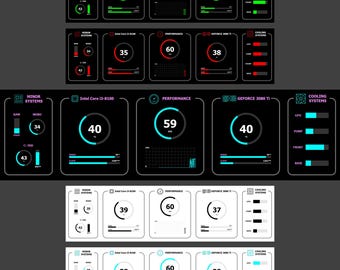 Paquete múltiple de plantillas Aida64 horizontales de 1920 x 515