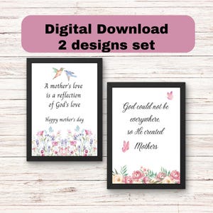 Mothers Day Printable Art, Set of 2, Mum gift, Mum birthday gift, Mothers Day Gift, Gift for Mom, Mum Print, Mother daughter Printable Art