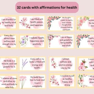 Conjunto de 32 cartas de baralho de afirmação, tamanho A4/carta dos EUA para saúde, mentalidade positiva e gratidão, cartas de quadro de visão, cartas de manifestação,