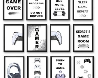 Personalised Gaming Prints, Gamer Poster, Games Room Wall Art, Boys Bedroom Decor, Gaming Gift, Contemporary Gaming Poster, Teen Gift