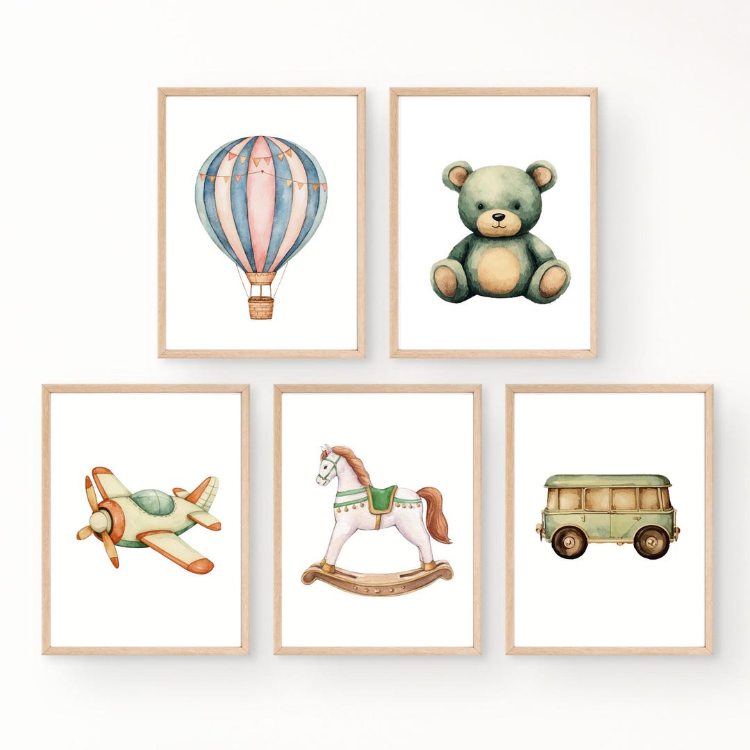 Vintage Toy Wall Art, Nursery Prints, Retro Kids Room Decor, Playroom ...