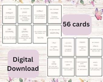 56 Printable Affirmation Cards, Digital Affirmation Bundle, Affirmation Gift Set, Manifest Cards, Vision board set, Daily Motivation Cards