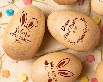 Huevo de Pascua musical personalizado, huevo de Pascua grabado con nombre, huevo de Pascua para niños, sonajero de Pascua para bebé, regalo de primera Pascua