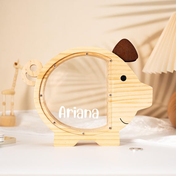 Custom Name Piggy Bank, Pig Piggy Bank, Wooden Money Box, Kids Savings Bank, Toddler Cash Box, Easter Gift For Boys Girls, Toddler Gift