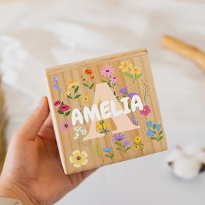 Hucha de madera personalizada, alcancía con nombre y letra, regalo de cumpleaños para niños, regalo de bautizo para niñas, regalo de baby shower, regalo para niños, regalo de Navidad.