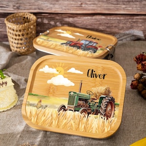 Traktor Lunch Box Geschenke für Jungen, Benutzerdefinierte Kinder Lunch Box mit seinem Namen, Edelstahl Lunch Box für Babys, Geburtstagsgeschenke, Zurück in der Schule Geschenke