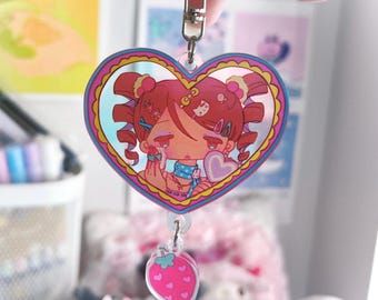Portachiavi olografico acrilico Gyaru fragola