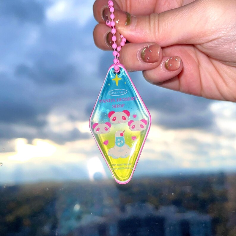 Epoxy Glitter Acrylic Keychains｜key Charms｜panda Dessert Shop - Etsy