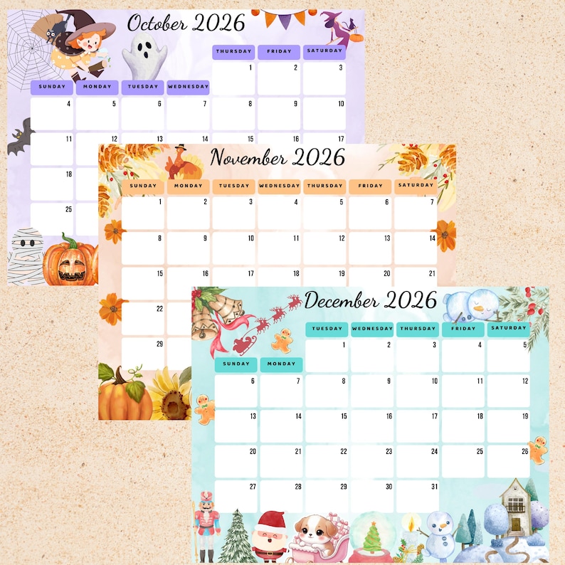 2026 Cute Calendar Printable, Monthly Planner PDF, Printable Monthly ...