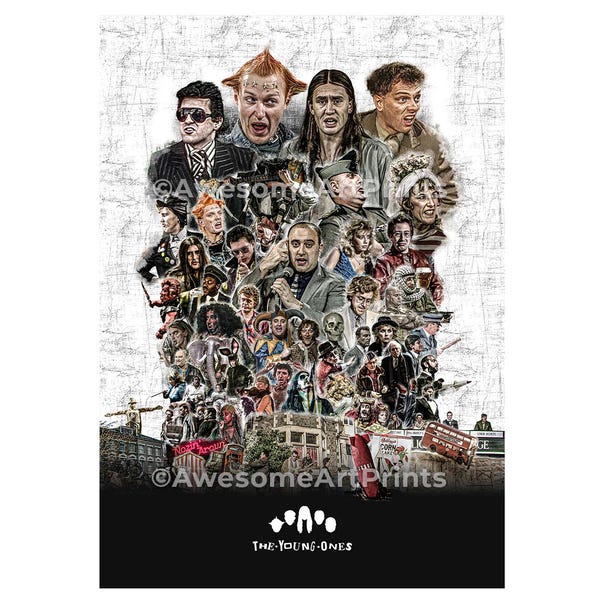 The Young Ones TV Show Poster Print: Rik Mayall, British Wall Art (Digital Illustration)