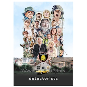 Stampa poster "Detectorists", illustrazione digitale / arte murale britannica / stampe artistiche da parete / arte televisiva. Divertente regalo per lui o per lei. Omaggio alla BBC di Danebury.