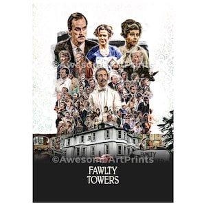 Fawlty Towers Poster Druck, digitale Illustration | Britische Wandkunst | art prints, wall art prints, Kunst lustig Geschenk für Sie oder Ihn
