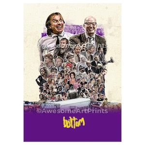 Stampa poster della serie Bottom, illustrazione digitale / arte murale britannica / stampe artistiche da parete, arte televisiva Regalo divertente per lui o per lei, Rik Mayall