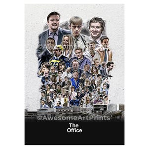 The Office UK Poster Stampa Illustrazione Digitale Arte murale britannica / stampe artistiche da parete, arte televisiva Regalo divertente per lui o per lei Ricky Gervais Merchant