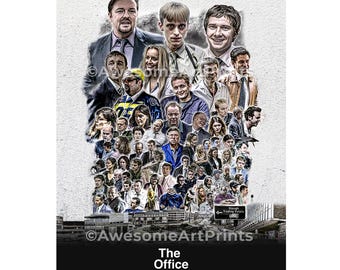 The Office UK ポスタープリント デジタルイラスト イギリスの壁アート | 壁アートプリント、テレビアート 彼または彼女への面白いギフト Ricky Gervais Merchant