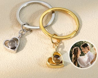 Personalized Heart Projection Photo Keychain • Custom Photo Keychain • Personalized Picture Inside • Trendy Best Friend Gift • Birthday Gift