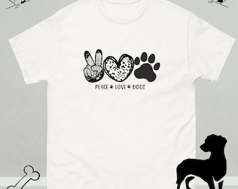 Peace Love Dogs Classic Tee - Fun, Casual Dog Lover Shirt for Everyday Wear | Perfect Gift for Dog Moms, Dads & Animal Lovers!