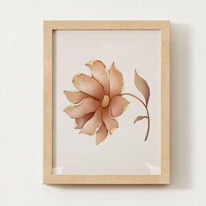 Flower Printable Wall Art, Brown Tone Flower, Beige Floral Digital Print, Printable Art, Floral Prints, Wall Art, Printable Image