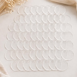 Acryl Anhänger Rohlinge Rund mit Loch | Glasklar 3mm Blanko Scheiben zum Plottern Bemalen | Geschenkanhänger DIY Set 5-10 cm