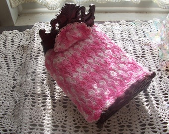 Miniature Crochet Dollhouse Bedspread/Duvet and Pillow shaded pinks