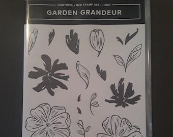 Stampin’ Up! Garden Grandeur Retired 16 Piece Photopolymer HOST Two-Step Stamp Set Images for Paper Stamping Card Making Scrapbooking