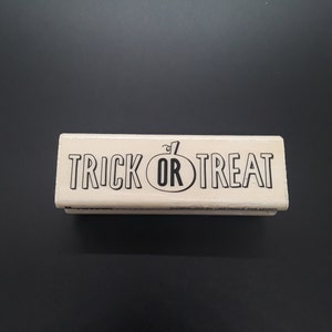 Trick or Treat Saying Halloween Holiday Wood Mounted Rubber Stamp by Craft Smart for Paper Stamping Card Making Scrapbooking
