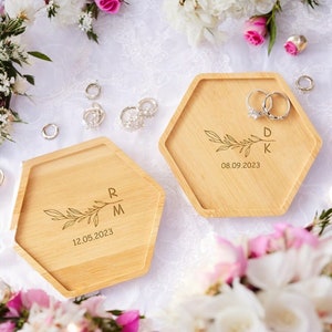 Personalized Wooden Ring Dish  Custom Engagement Ring Holder  Wedding Gift for Couples - Engraved Gift for Newlyweds  Anniversary Present