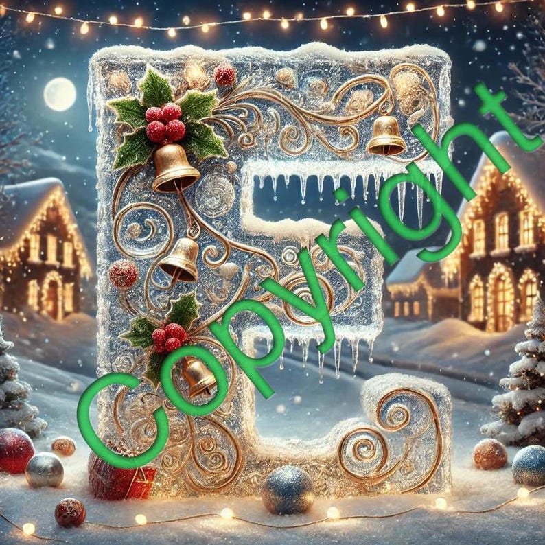Customizable Christmas Alphabet Art | Ice Letter Designs A-Z - Etsy