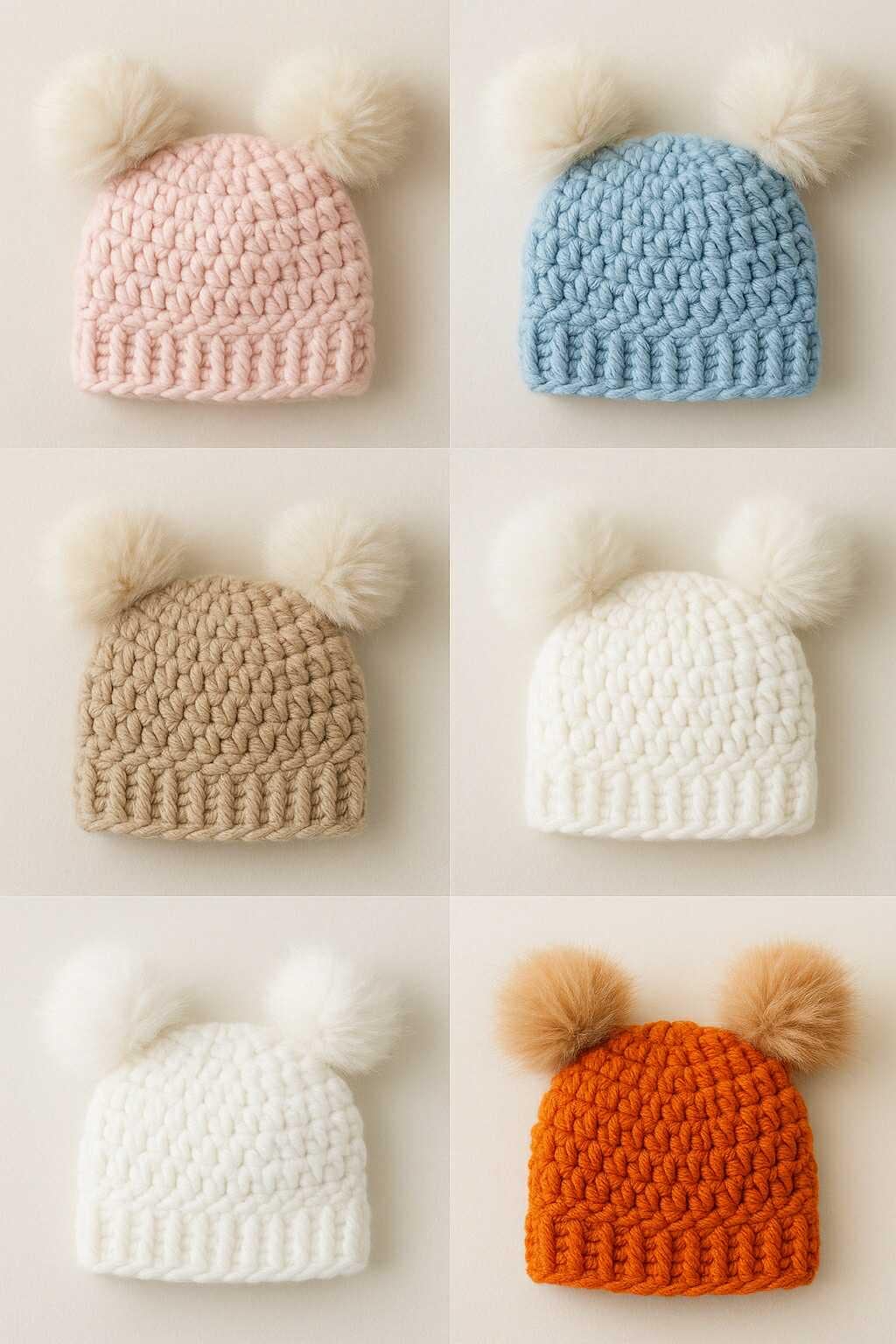 Cuddle Pom Beanie Crochet Pattern PDF – Baby Hat With Double Pom Poms ...