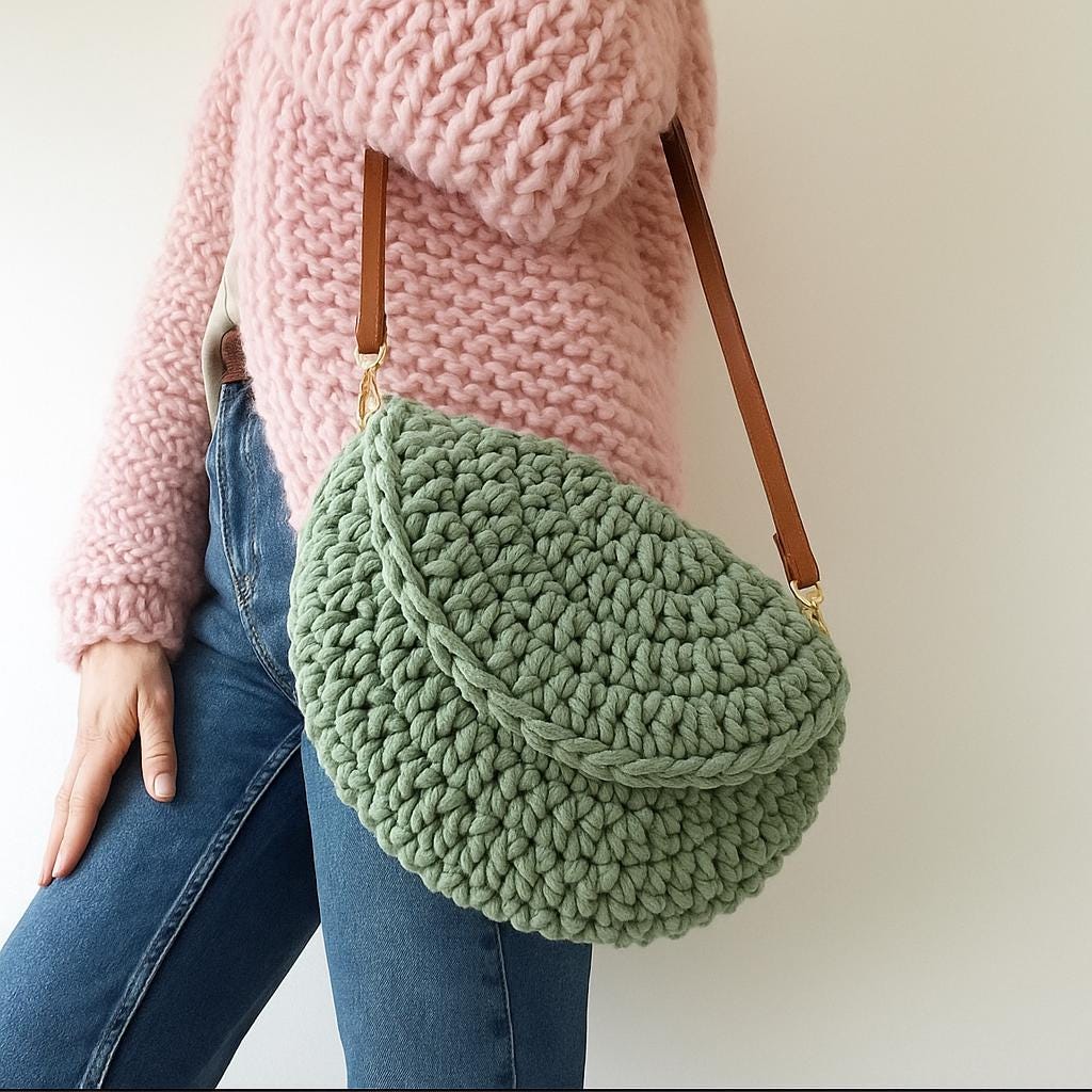 Chunky Crochet Half-moon Bag Pattern - Easy DIY Crossbody
