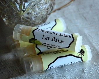 Coconut Lime Lip Balm All Natural Dye Free with Cranberry Seed Oil