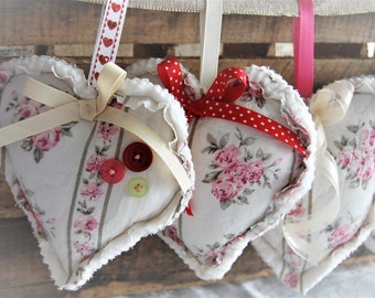 Vintage Shabby Chic Heart Ornament Door Hanger Upcycled Quilt LIMITED EDITION