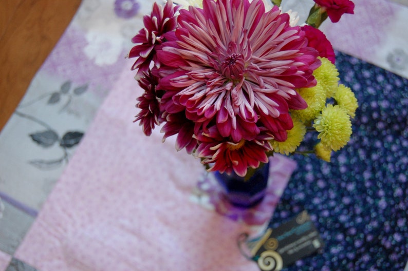 Purple Floral Quilt Doll Quilt Centerpiece Wall Hanging
