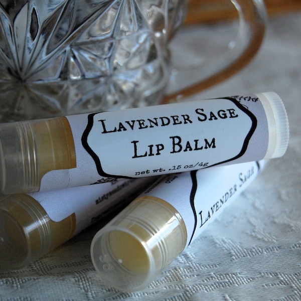 Lavender Sage Lip Balm All Natural Dye Free with Cranberry Seed Oil