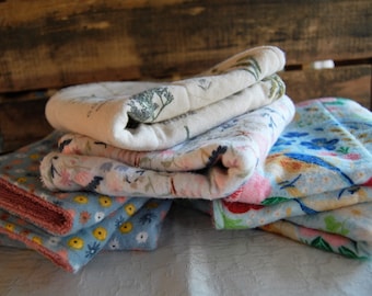 Reusable "Paper" Towels Soft Absorbent Flannel & Terry Cloth Washcloth Towel