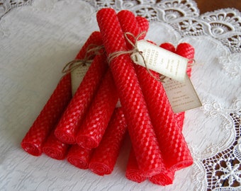 Rolled Beeswax Candles Red White & Blue Christmas Valentine Patriotic