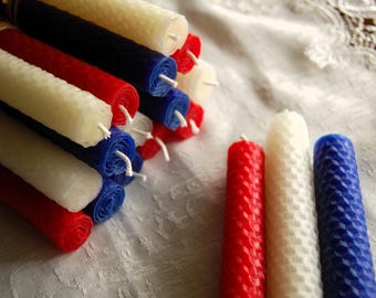 Patriotic Candle Trio Set Hand Rolled Beeswax Candles