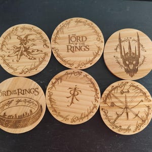 Lot De 4 Dessous De Verres En Bois Harry Potter Gravés Laser - Diamètre 8 Cm - Neuf Fait Main