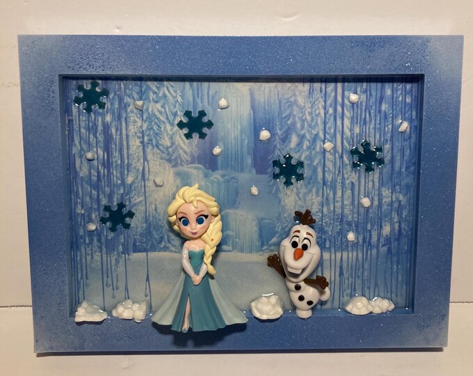 Disney Frozen Elsa & Olaf 3d Picture Frame Art Snow Wonderland - Etsy