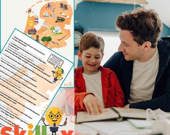 Search & Discover the Netherlands | 2 worksheets | Map with icons + questions and hints | Dutch Topography | Homeschooling, Primary school