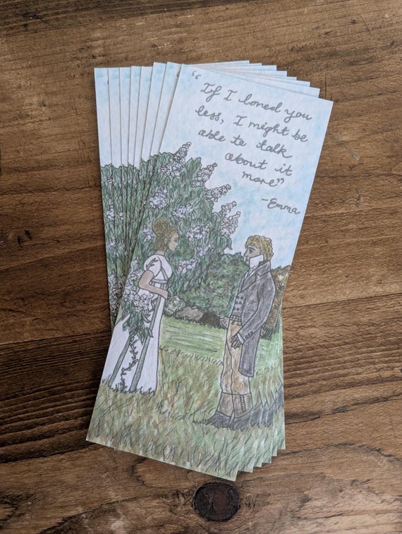 Emma Jane Austen Bookmark: Mr. Knightley Quote, Regency Gift