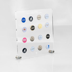 Crystal Clear Golf Ball Marker Display Stand | Freestanding Magnetic | Stunning Clear Stand for Collectible Ball Markers | Perfect Golf Gift