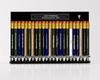 Black Acrylic Golf Pencil Display: Freestanding or Wall Mountable