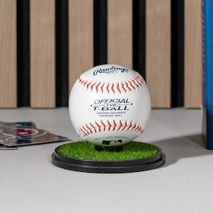 Baseball Display Stand: Black Acrylic with Artificial Turf